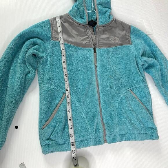 The North Face Big Girl’s Full Zip Fleece Jacket Size Medium 10/12 Turquoise - Picture 8 of 13